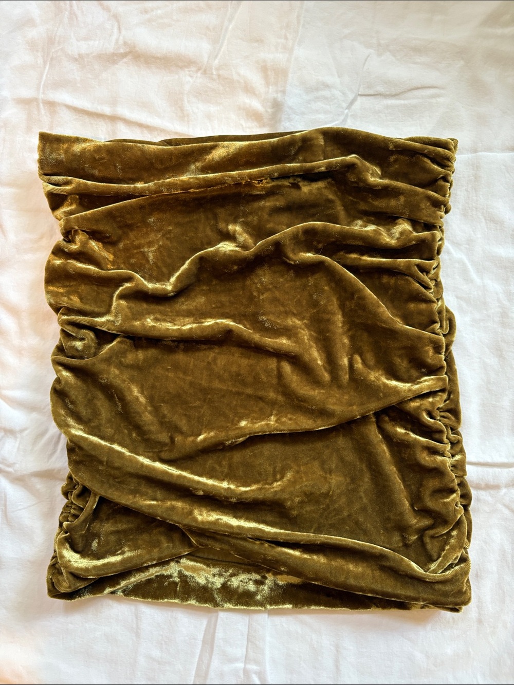 Free People velvet rouched strapless top size small beautiful green